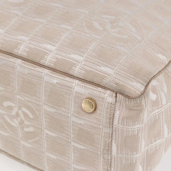 CHANEL New Travel Line Tote Bag Nylon Beige Gold CC - Picture 10 of 16